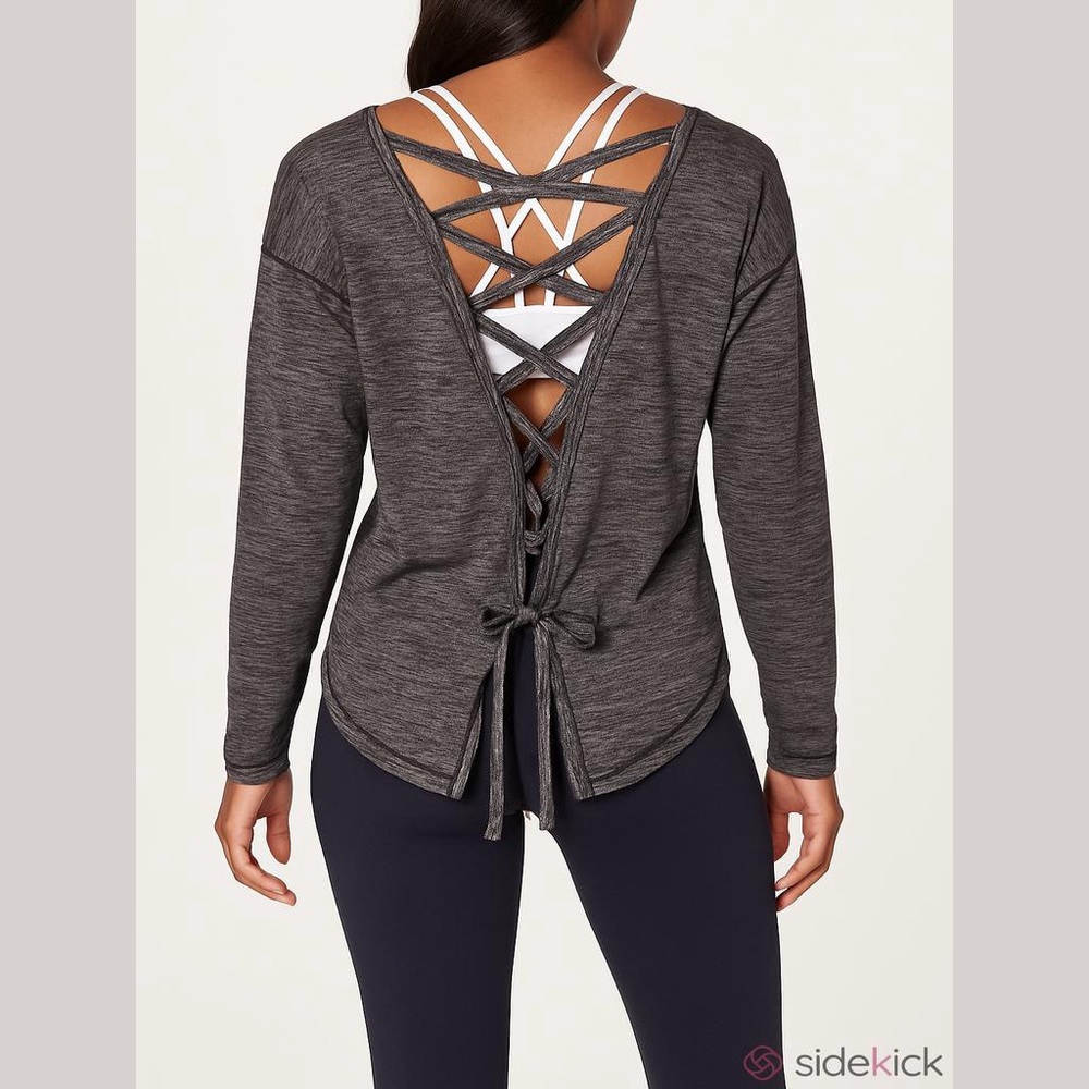 Lululemon Gray Laced with Intent Long Sleeve T-shirt Tie Back Loose Fit